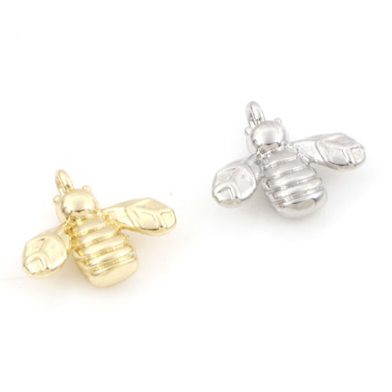 Изображение Латунь Подвески Разноцветный Пчелы Трехмерный 13мм x 12мм, 2 ШТ