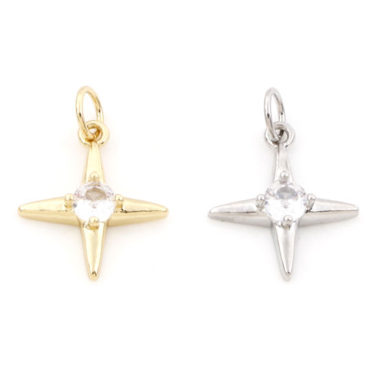 Изображение Латунь галактика Подвески Разноцветный Звезда Прозрачный Искусственный Циркон 20мм x 14мм, 2 ШТ