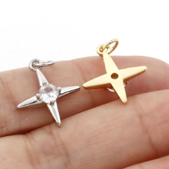Изображение Латунь галактика Подвески Разноцветный Звезда Прозрачный Искусственный Циркон 20мм x 14мм, 2 ШТ