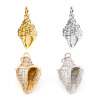Picture of Brass Micro Pave Charms Multicolor Conch/ Sea Snail Shell 3D Clear Cubic Zirconia 25.5mm x 14mm