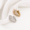 Picture of Brass Micro Pave Charms Multicolor Conch/ Sea Snail Shell 3D Clear Cubic Zirconia 25.5mm x 14mm