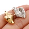 Picture of Brass Micro Pave Charms Multicolor Conch/ Sea Snail Shell 3D Clear Cubic Zirconia 25.5mm x 14mm