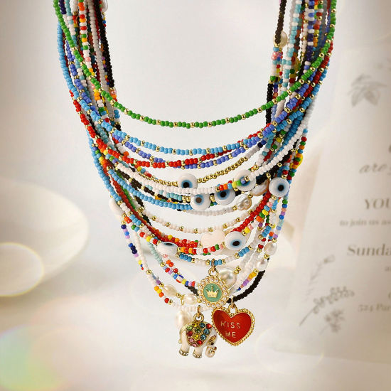 Picture of Glass Y2K Beaded Necklace Multicolor