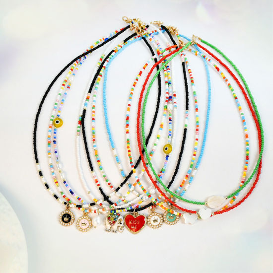 Picture of Glass Y2K Beaded Necklace Multicolor