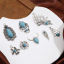 Picture of Zinc Based Alloy Boho Chic Bohemia Pendants Antique Silver Color Imitation Turquoise