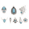 Picture of Zinc Based Alloy Boho Chic Bohemia Pendants Antique Silver Color Imitation Turquoise