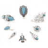 Picture of Zinc Based Alloy Boho Chic Bohemia Pendants Antique Silver Color Imitation Turquoise