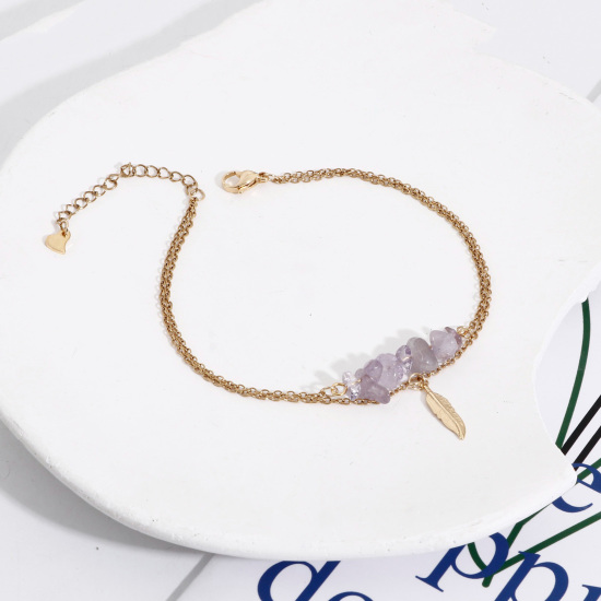 Изображение 304 Нержавеющая Сталь Цепочки Ролло Многослойный многослойный ножной браслет Позолоченный Разноцветный ажурная резьба Чип-бисер 1 ШТ