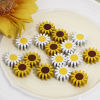 Picture of Natural Hinoki Wood Spacer Beads For DIY Jewelry Making Sunflower Multicolor Daisy Flower About 21.5mm x 21mm