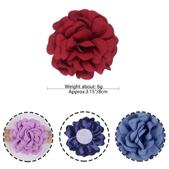Picture of Burned Edge Flower Boutique Flatback Artificial Soft Grilled Silk Fabric Flowers Wedding Party Home Floral Wreath Decoration Multicolor 8cm Dia.