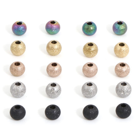 Picture of Eco-friendly Vacuum Plating 304 Stainless Steel Beads For DIY Jewelry Making Round Multicolor Sparkledust 6mm Dia.