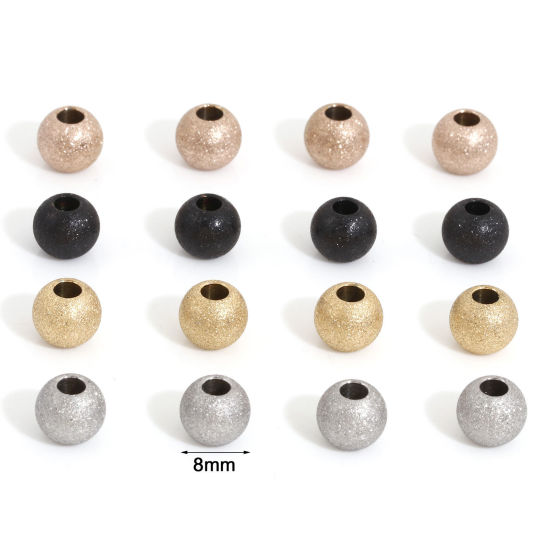 Picture of Eco-friendly Vacuum Plating 304 Stainless Steel Beads For DIY Jewelry Making Round Multicolor Sparkledust 8mm Dia.