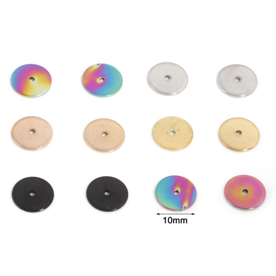 Immagine di Placcatura Sottovuoto Ecologica 304 Acciaio Inossidabile Perline Distanziatrici per Gioielli Fai-da-te che Fanno Risultati Tondo Multicolore 10mm Dia., 10 Pz