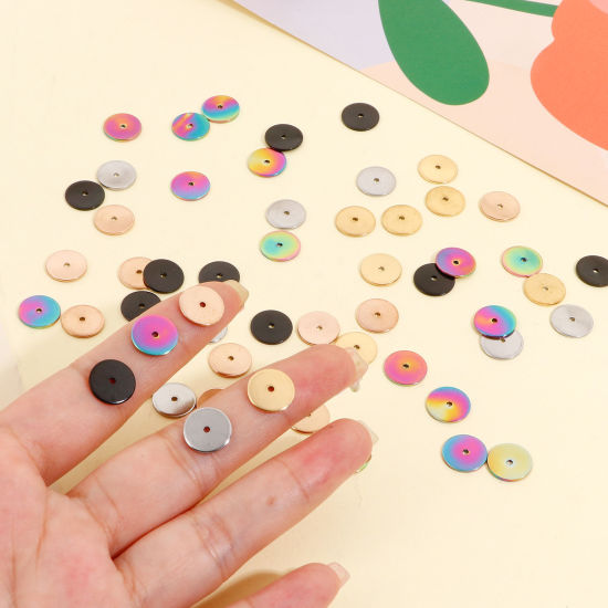 Immagine di Placcatura Sottovuoto Ecologica 304 Acciaio Inossidabile Perline Distanziatrici per Gioielli Fai-da-te che Fanno Risultati Tondo Multicolore 10mm Dia., 10 Pz
