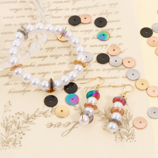 Immagine di Placcatura Sottovuoto Ecologica 304 Acciaio Inossidabile Perline Distanziatrici per Gioielli Fai-da-te che Fanno Risultati Tondo Multicolore 10mm Dia., 10 Pz