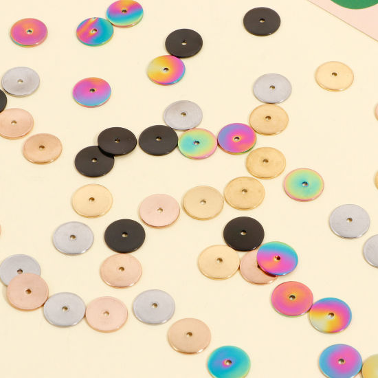 Immagine di Placcatura Sottovuoto Ecologica 304 Acciaio Inossidabile Perline Distanziatrici per Gioielli Fai-da-te che Fanno Risultati Tondo Multicolore 10mm Dia., 10 Pz