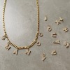 Picture of 304 Stainless Steel & Cubic Zirconia Customized Name Necklace Personalized Letter Charm Pendant Capital Alphabet Initial Letter 14K Gold Plated 45cm(17.7") long