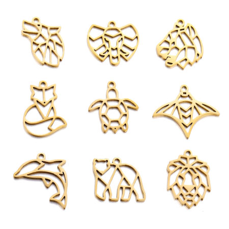 Eco-friendly 304 Stainless Steel Ocean Jewelry Charms Multicolor Lion Animal Fox