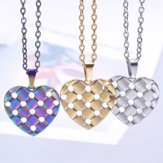 Immagine di Ecologico 304 Acciaio Inossidabile Charms Cuore Multicolore Croce 3 Pz
