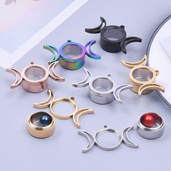 Immagine di Ecologico 304 Acciaio Inossidabile & Vetro Flottante Locket Medaglione Ciondoli Luna Multicolore Girasole 1 Pz