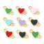 Immagine di Lega di Zinco San Valentino Pendenti Charms Connettori Accessori Cuore Oro Placcato Multicolore Smalto 14mm x 8mm, 20 Pz