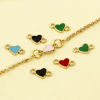 Picture of Zinc Based Alloy Valentine's Day Connectors Charms Pendants Gold Plated Multicolor Heart Enamel 14mm x 8mm
