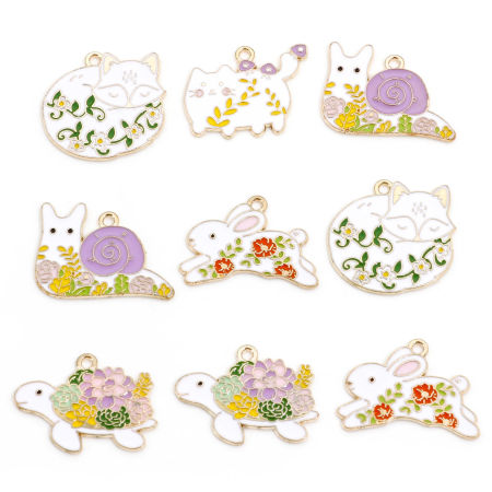 Zinklegierung Charms Vergoldet Bunt Tier Emaille 10 Stück