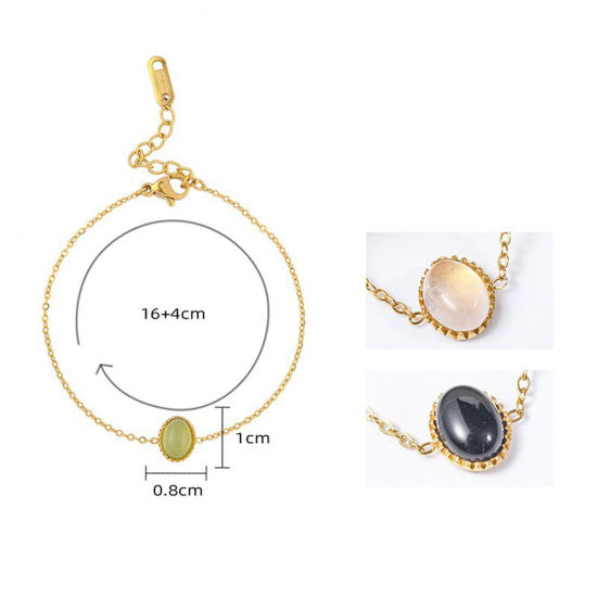 Imagen de Enchapado al Vacío Ecológico 304 Acero Inoxidable Estilo Ins Cable Cadena Cruz Pulseras 18k Chapado en Oro 16cm longitud, 1 Unidad