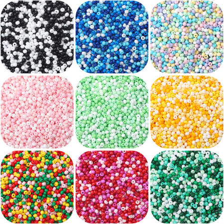 Glass Seed Beads Round Rocailles Multicolor Opaque 10 Grams