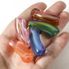 Picture of Acrylic Beads For DIY Jewelry Making AB Rainbow Color Arc About 34.5mm x 11mm
