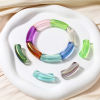 Picture of Acrylic Beads For DIY Jewelry Making AB Rainbow Color Arc About 34.5mm x 11mm