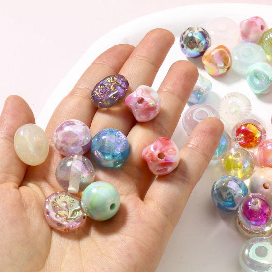Image de Perles pour DIY Fabrication de Bijoux en Acrylique Couleur Mélangée Au Hasard Couleur AB 10 Pcs