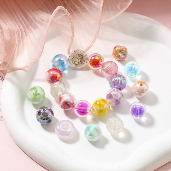 Image de Perles pour DIY Fabrication de Bijoux en Acrylique Couleur Mélangée Au Hasard Couleur AB 10 Pcs