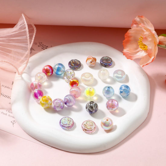 Image de Perles pour DIY Fabrication de Bijoux en Acrylique Couleur Mélangée Au Hasard Couleur AB 10 Pcs