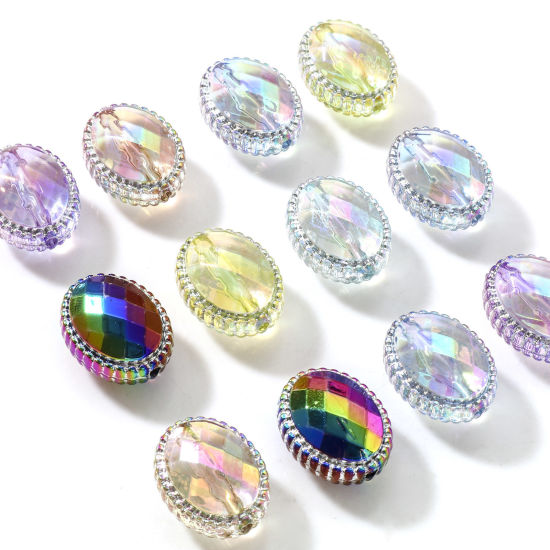 Image de Perles pour DIY Fabrication de Bijoux en Acrylique Couleur AB Ovale 20mm x 16mm, Trou: env. 1.7mm, 10 Pcs