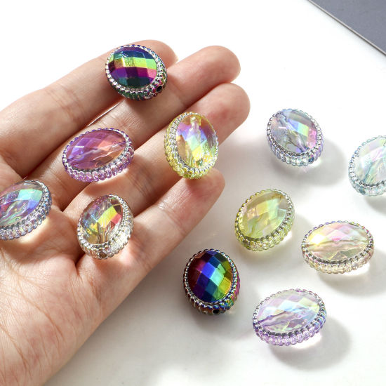 Image de Perles pour DIY Fabrication de Bijoux en Acrylique Couleur AB Ovale 20mm x 16mm, Trou: env. 1.7mm, 10 Pcs