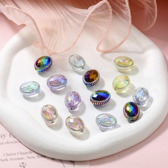 Image de Perles pour DIY Fabrication de Bijoux en Acrylique Couleur AB Ovale 20mm x 16mm, Trou: env. 1.7mm, 10 Pcs
