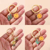Picture of Pastoral Style Keychain & Keyring Gold Plated Cactus Sunflower Enamel