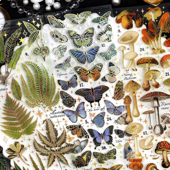 Picture of PET DIY Scrapbook Deco Stickers Multicolor Leaf Butterfly 24.5cm x 8cm