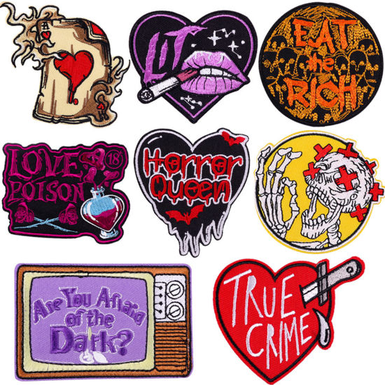 Picture of Polyester Iron On Patches Appliques (With Glue Back) DIY Sewing Craft Clothing Decoration Multicolor Heart Embroidered