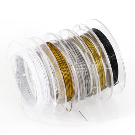 Steel Beading Wire Thread Cord Multicolor 0.38mm(26 gauge), 1 Pack