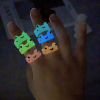 Picture of Resin Cute Unadjustable Rings Multicolor Glow In The Dark Luminous Frog Animal