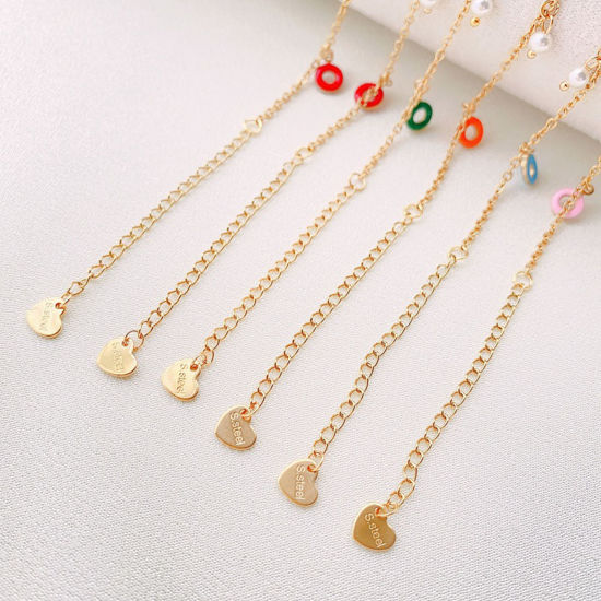 Imagen de 304 Acero Inoxidable Cable Cadena Cruz Tobilleras 18k Chapado en Oro Esmalte Dónuts 22cm longitud, 1 Unidad