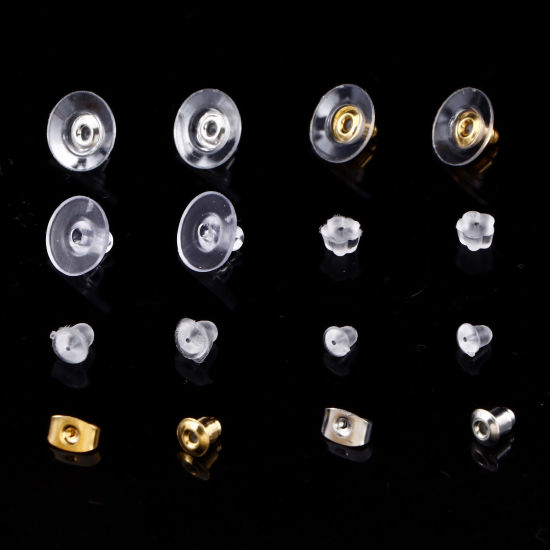 Image de Iron Based Alloy Ear Nuts Post Stopper Earring Findings Mixed Multicolor 1 Box
