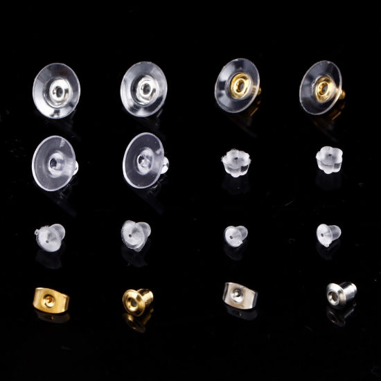 Picture of Iron Based Alloy Ear Nuts Post Stopper Earring Findings Mixed Multicolor 1 Box