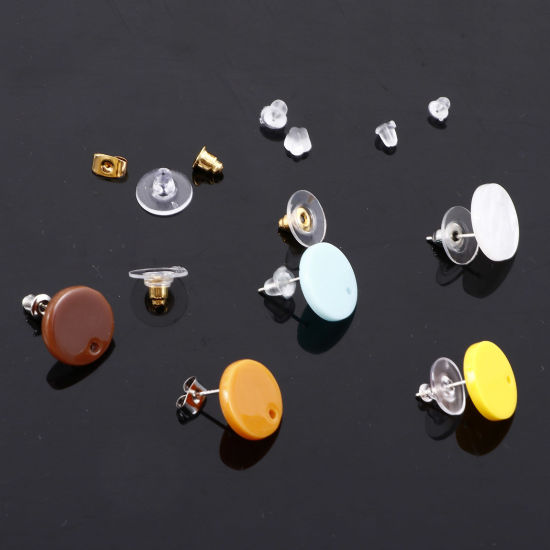 Picture of Iron Based Alloy Ear Nuts Post Stopper Earring Findings Mixed Multicolor 1 Box