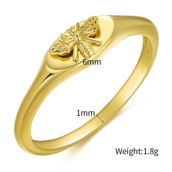 Picture of Eco-friendly Vacuum Plating Simple & Casual Insect 18K Real Gold Plated Copper Unadjustable Bee Animal Rings Unisex Party