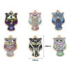 Изображение Цинковый Сплав Хэллоуин Подвески Позолоченный Разноцветный Сова С Эмалью 23мм x 13мм, 10 ШТ