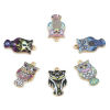 Изображение Цинковый Сплав Хэллоуин Подвески Позолоченный Разноцветный Сова С Эмалью 23мм x 13мм, 10 ШТ