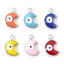 Picture of 304 Stainless Steel Religious Charms Silver Tone Multicolor Half Moon Evil Eye Double-sided Enamelled Sequins 11mm x 7mm